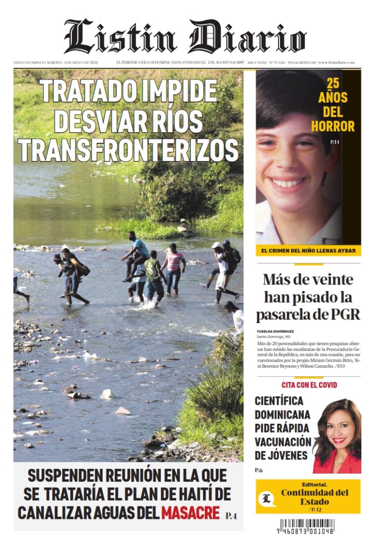 Portada Periódico Listín Diario, Martes 04 de Mayo, 2021