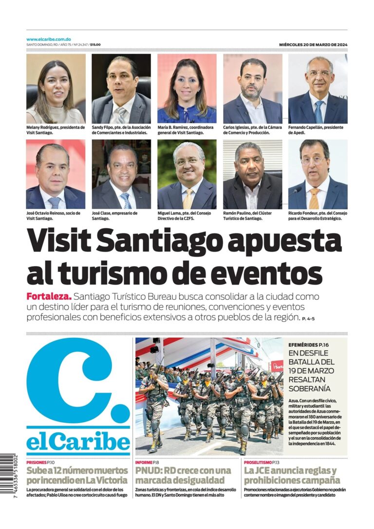 Portada Periódico El Caribe, Miércoles 20 Marzo, 2024
