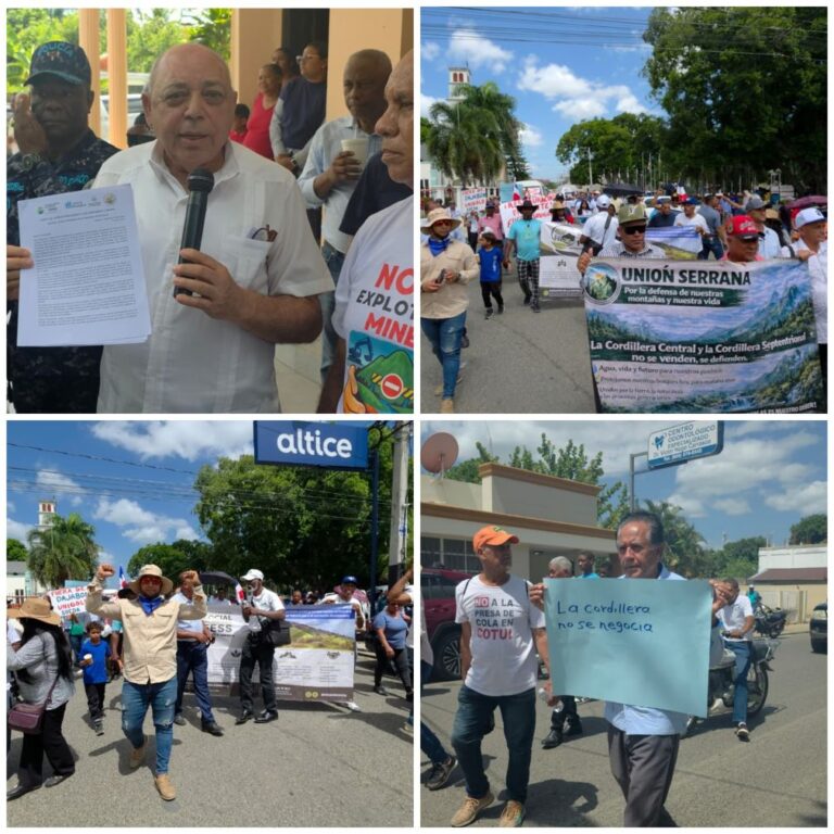 Organizaciones marchan en Dajabón contra la explotación minera y entregan documento para el presidente Abinader